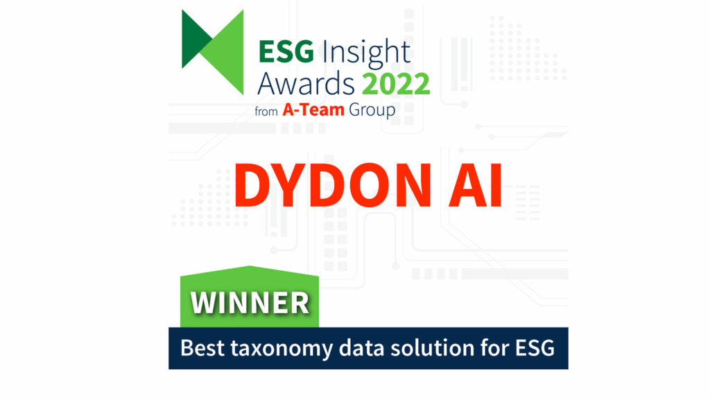Dydon AI wins the “best taxonomy data solution for ESG” award