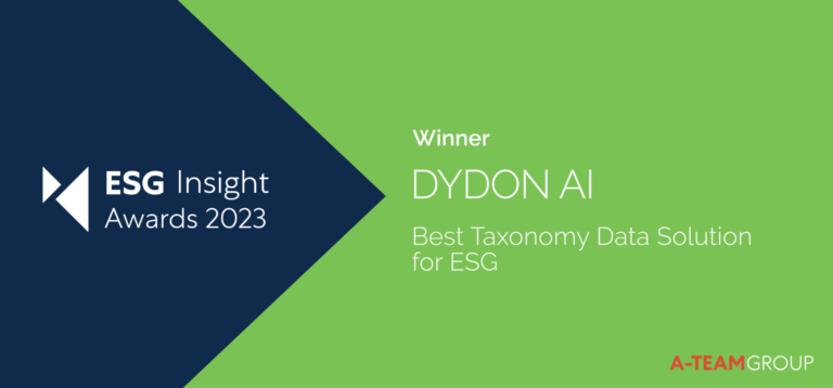 EU Taxonomy AI-based solution from Dydon AI wins “Best taxonomy data solution for ESG” Award 2023